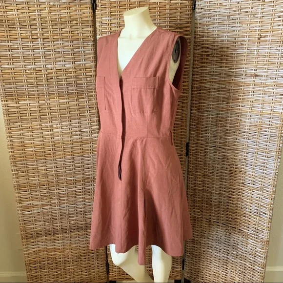 Club Monaco Day To Night Linen Mini Dress Size 12 - Picture 4 of 9
